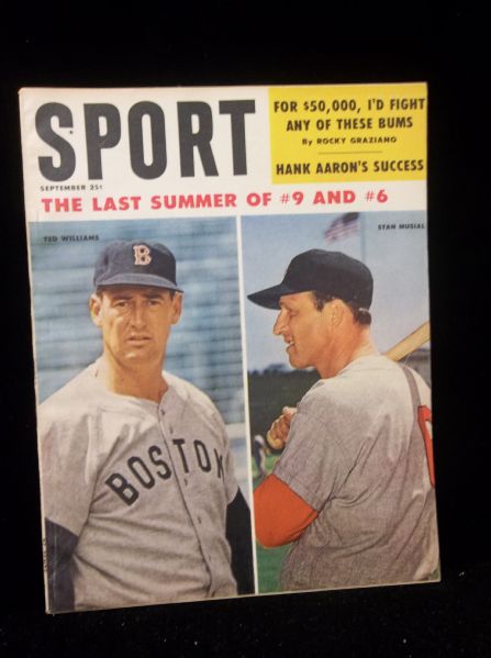 September 1959 Sport Magazine- Ted Williams/ Stan Musial Cover