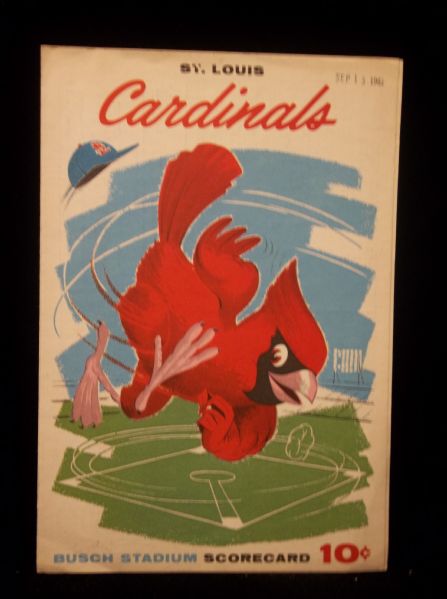 1961 St. Louis Cardinals Scorecard vs. Cubs