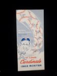 1962 St. Louis Cardinals Roster/ Schedule with Stan Musial on Front!