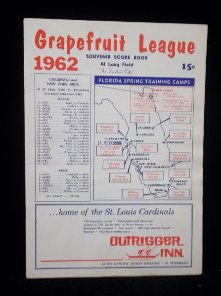 1962 Grapefruit League Scorebook- Cardinals vs. Twins