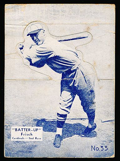 1934-36 Batter Up Bb- #33 Frankie Frisch, Cardinals- Blue-ish tint