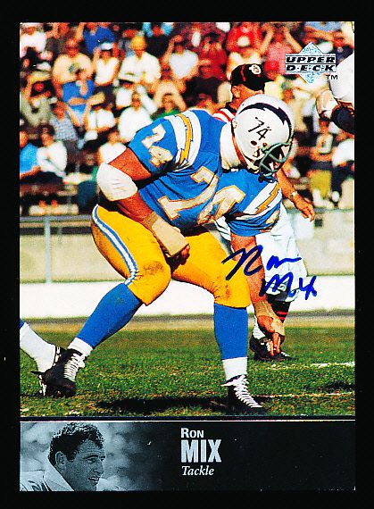 1997 Upper Deck Legends Ftbl.- “Autographs”- #AL52 Ron Mix, Chargers