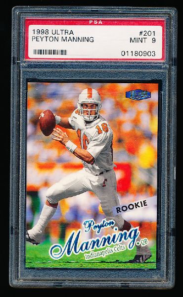 1998 Ultra Ftbl.- #201 Peyton Manning RC- PSA Graded MINT 9.