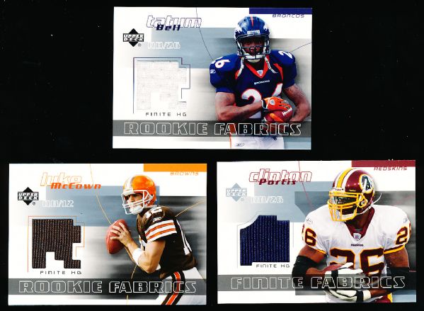 2004 Upper Deck Finite HG Ftbl.- “Fabrics”- 3 Diff.