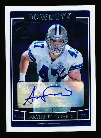 2006 Topps Chrome Ftbl.- “Rookie Autographs”- #249 Anthony Fasano, Cowboys