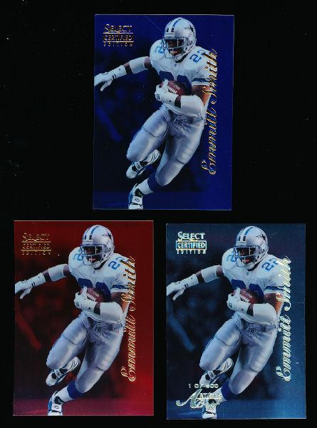 1996 Select Certified Ftbl. #27 Emmitt Smith, Cowboys- 5 Diff. Cards