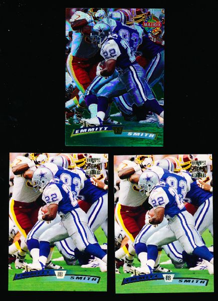1996 Stadium Club Ftbl. #210 Emmitt Smith, Cowboys- 3 Diff. Cards