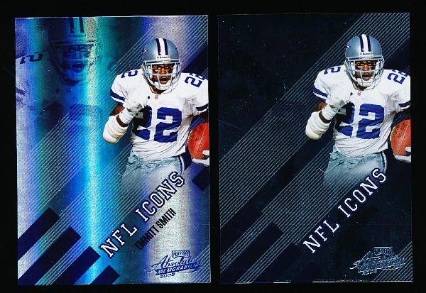 2008 Absolute Memorabilia Ftbl. “NFL Icons” #1 Emmitt Smith, Cowboys- 2 Diff. Cards