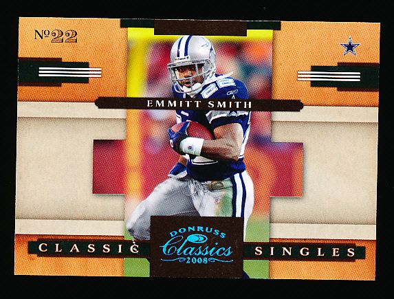 2008 Donruss Classics Ftbl. “Classic Singles Platinum” #1 Emmitt Smith, Cowboys- #7/25!