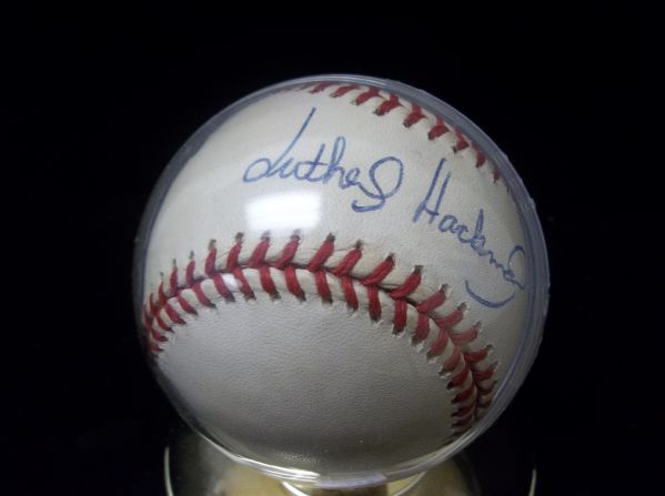 Luther Hackman Autographed Official NL Leonard Coleman Baseball