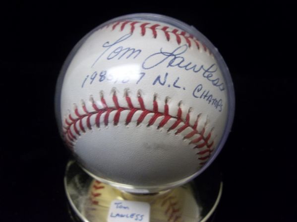 Tom Lawless Autographed Official AL Bobby Brown Baseball