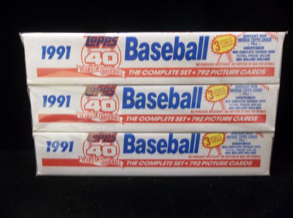 1991 Topps Baseball Factory Sealed Set of 792- 3 Sets