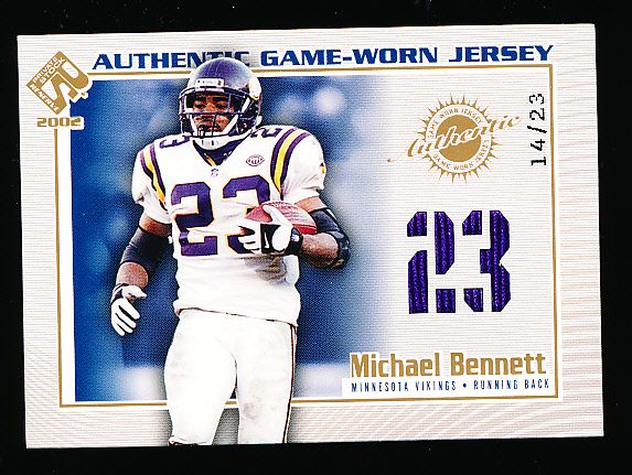 2002 Private Stock Ftbl.- “Game Jersey Uniform Number”- #69 Michael Bennett, Vikings- #14/23 Made!