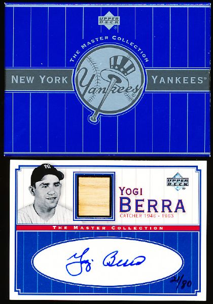 2000 Upper Deck Yankees Master Collection- Mystery Pack Insert- Yogi Berra Autographed Bat Card (#21/80)
