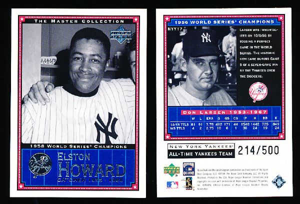 2000 Upper Deck Yankees Master Collection- 2 Cards #NYY 17 Don Larsen & #NYY 18 Elston Howard (Both #214/500)