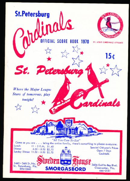 1970 St. Petersburg Cardinals Program vs. Miami Marlins