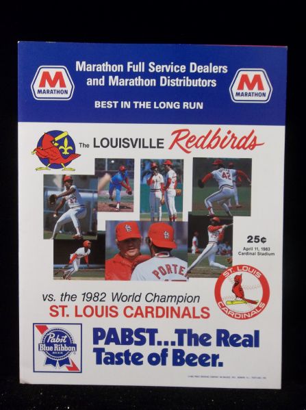 1983 Louisville Red Birds Exhibition Scorecard vs. St. Louis Cardinals- Unscored