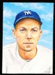 1982 TCMA Stephen Douglas 4-5/8” x 6-7/16” Original Art for Yankees Yearbook Card Inserts- Bill Dickey, Yankees- 1 of 1