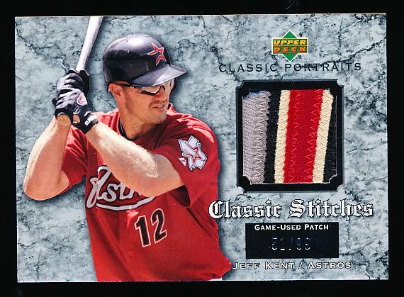 2003 Upper Deck Classic Portraits Bb- “Classic Stitches Game-Used Patch”- #GP-JK Jeff Kent, Astros- #51/99