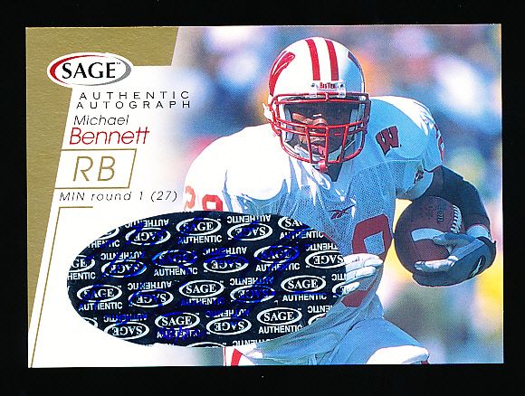 2001 Sage Ftbl.- “Autographs”- #A6 Michael Bennett, Wisconsin- #158/200