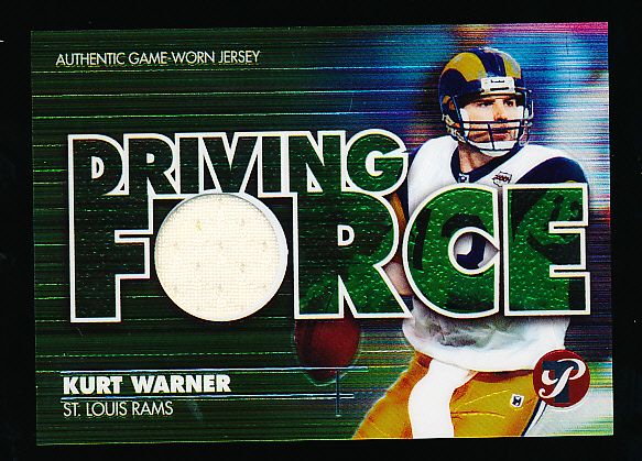 2002 Topps Pristine Ftbl.- “Driving Force Jerseys”- #DF-KW Kurt Warner, Rams