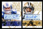 2003 SP Signature Edition Ftbl.- “Autographs Blue Ink”- 2 Diff.- Kevin Curtis (Rams) & Kareem Kelly (Saints)