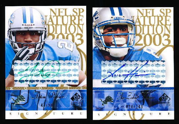2003 SP Signature Edition Ftbl.- “Autographs”- 2 Diff. Detroit Lions