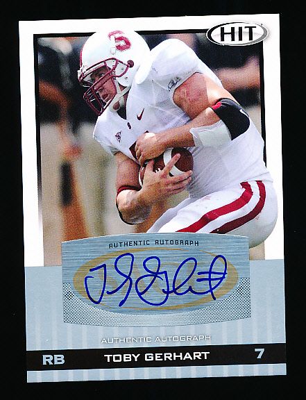 2007 Sage Hit Ftbl.- “Autographs”- #A7 Toby Gerhart, Stanford