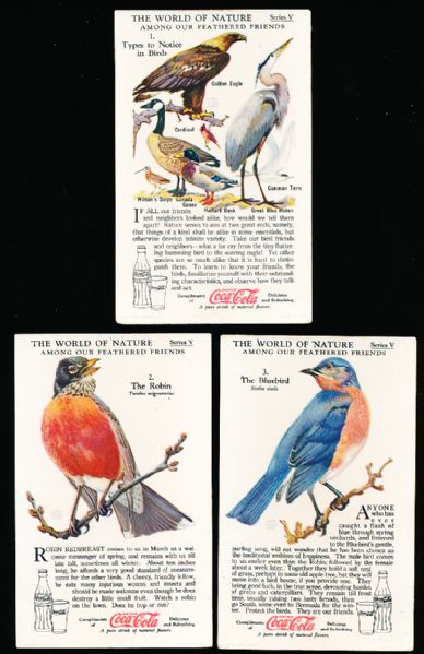 1929-‘33 Coca-Cola “Nature Study Cards” (F213-3) Complete Series #5 “Among our Feathered Friends” Set of 12 in Original Sleeve! 