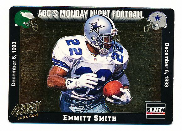 1993 Action Packed Monday Night Ftbl. “24 Kt Gold” #5G Emmitt Smith, Cowboys