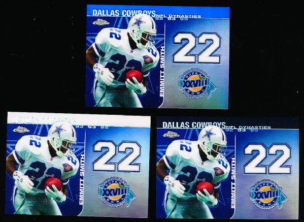 2008 Topps Chrome Ftbl. “NFL Dynasties Tribute ‘93” #DYNC-ES- Emmitt Smith, Cowboys- 4 Diff. Cards