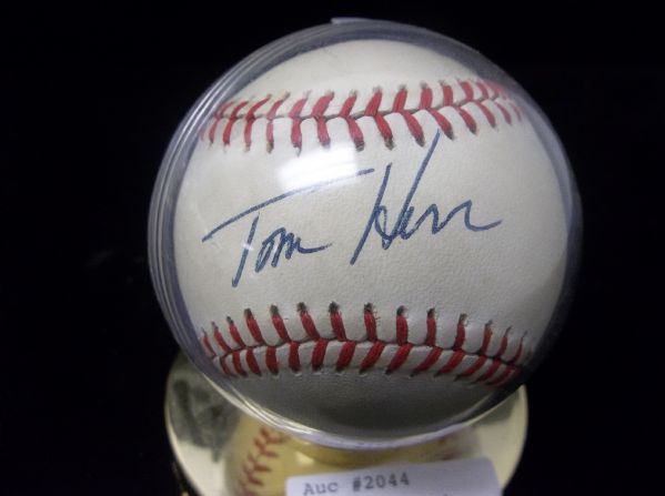 Tom Herr Autographed Official NL Chub Feeney Baseball