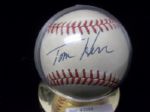Tom Herr Autographed Official NL Chub Feeney Baseball