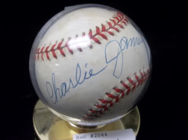 Charlie James Autographed Official NL Leonard Coleman Baseball