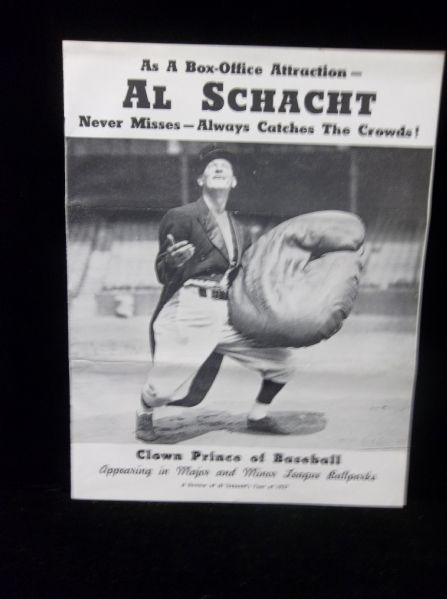 1938 Al Schacht “Clown Prince of Baseball” 8 Page Promotional Brochure