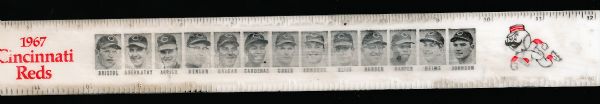 1967 Cincinnati Reds Bsbl. Plastic Team Picture Ruler