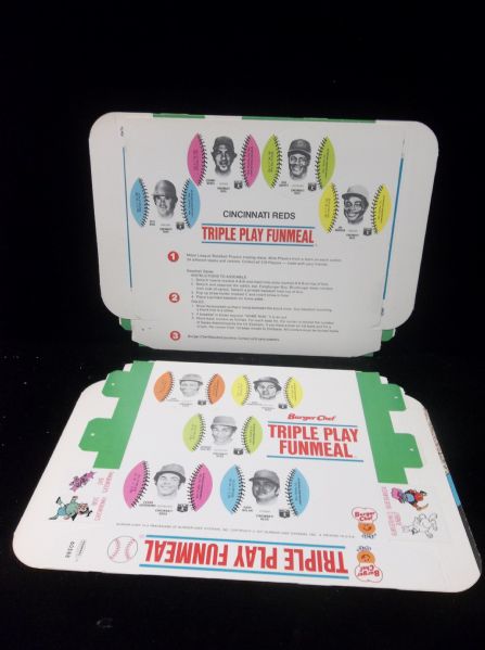 1977 Burger King Funmeal Bsbl.- 3 Complete Cincinnati Reds Card Sets of 9 Cards in Original Trays