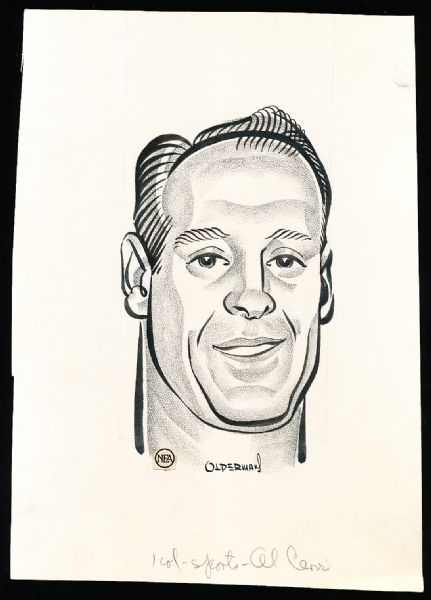 Murray Olderman Original Drawing- Al Cervi, Basketball