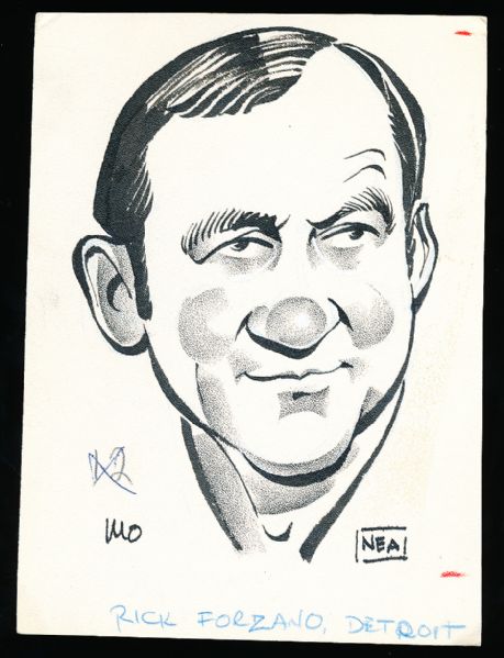 Murray Olderman Original Drawing- Rick Forzano, Football