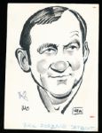 Murray Olderman Original Drawing- Rick Forzano, Football