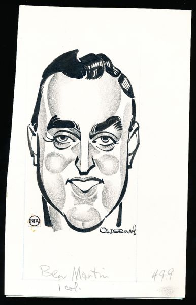 Murray Olderman Original Drawing- Ben Martin, Football