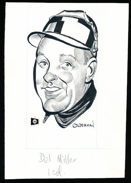 Murray Olderman Original Drawing- Del Miller, Harness Racing
