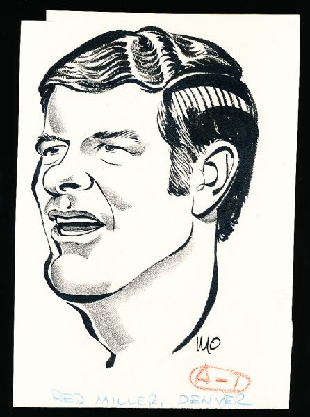 Murray Olderman Original Drawing- Red Miller, Football