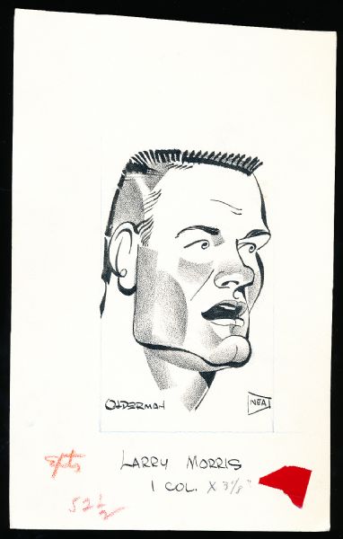 Murray Olderman Original Drawing- Larry Morris, Football