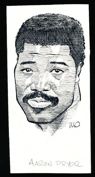 Murray Olderman Original Drawing- Aaron Pryor, Boxing