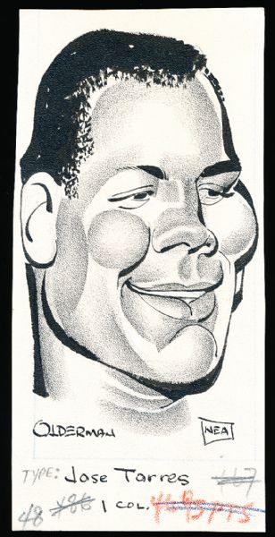 Murray Olderman Original Drawing- Jose Torres, Boxing