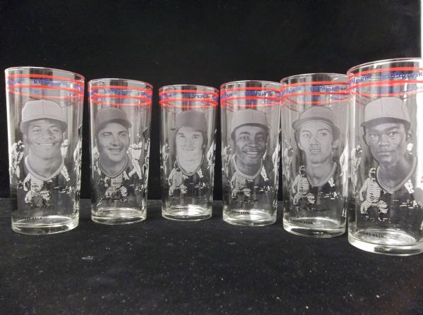 1970’s King Kwik MSA Cincinnati Reds 6-1/4” Tall Drinking Glasses- 6 Diff.