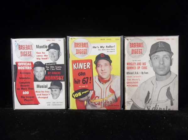 1952/53 Baseball Digests- 3 Diff