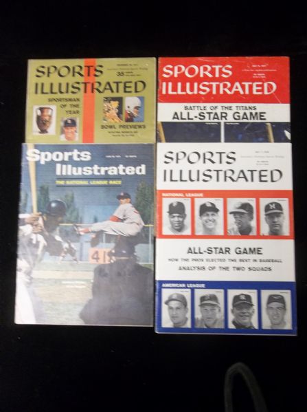 1957-1961 Sports Illustrated Magazines- 4 Diff – With Cardinals on cover