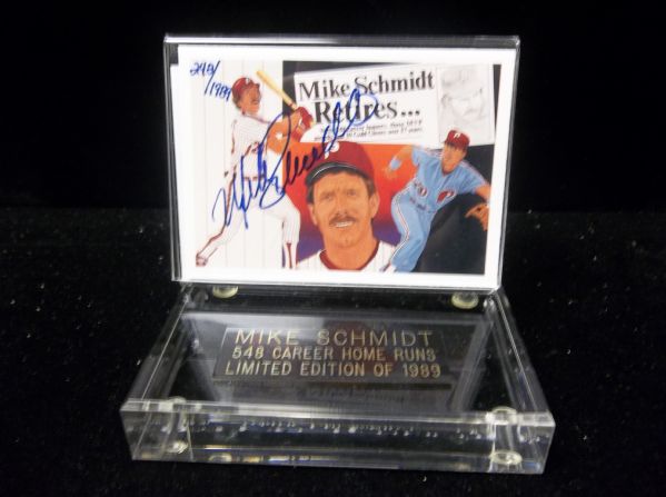 1990’s Score Board Bsbl. “1990 Upper Deck #20 Mike Schmidt Retires”-Autographed Card #248/1989